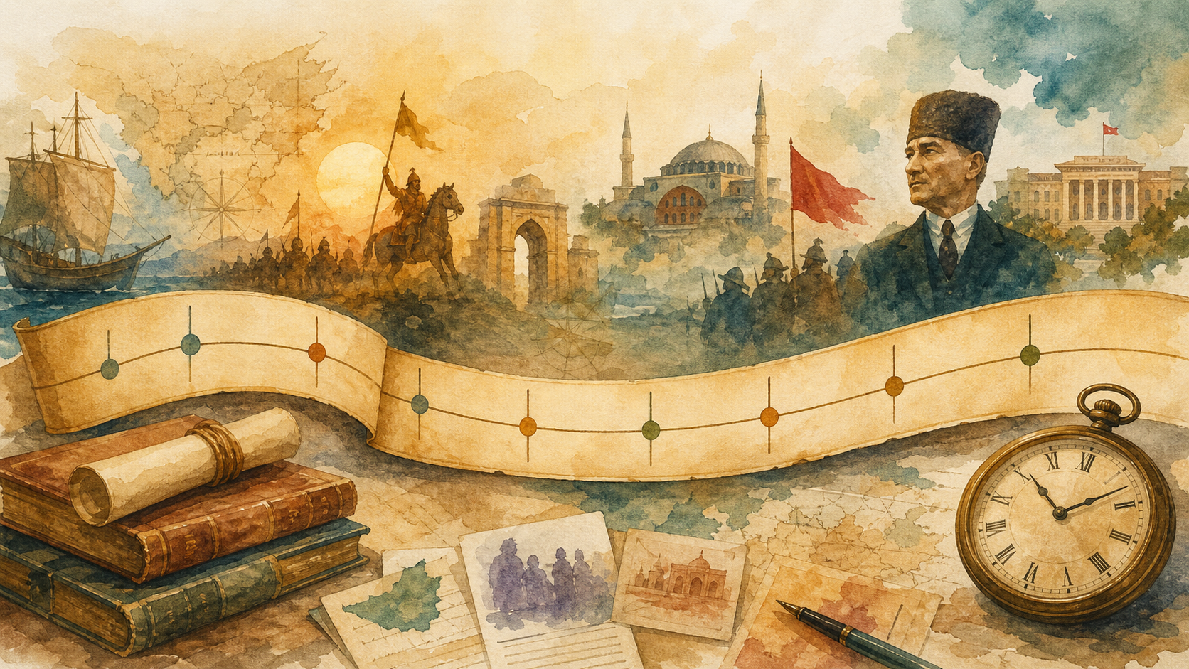 KPSS tarih tekrar programı için kronoloji şeması